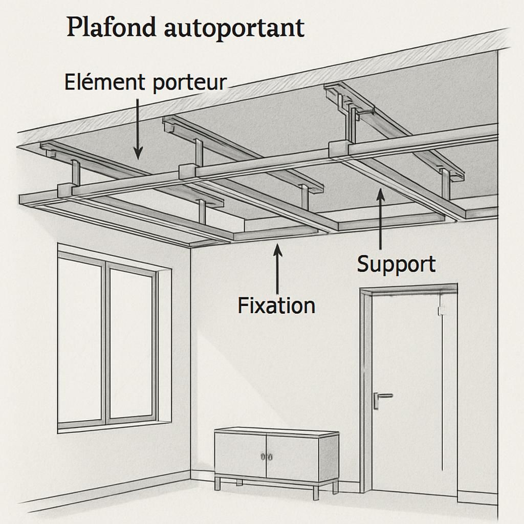 découvrez un schéma détaillé d'un plafond autoportant, expliquant sa conception, ses composants et son installation pour un rendu esthétique et durable.